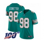Youth Miami Dolphins #98 Jonathan Ledbetter Aqua Green Alternate Vapor Untouchable Limited Player 100th Season Football Jersey