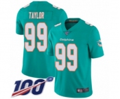 Youth Miami Dolphins #99 Jason Taylor Aqua Green Team Color Vapor Untouchable Limited Player 100th Season Football Jersey