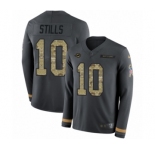 Youth Nike Miami Dolphins #10 Kenny Stills Limited Black Salute to Service Therma Long Sleeve NFL Jersey