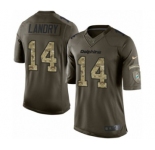 Youth Nike Miami Dolphins #14 Jarvis Landry Limited Green Salute to Service NFL Jersey
