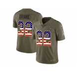 Youth Nike Miami Dolphins #32 Kenyan Drake Limited Olive USA Flag 2017 Salute to Service NFL Jersey