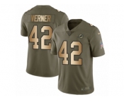 Youth Nike Miami Dolphins #42 Alterraun Verner Limited Olive Gold 2017 Salute to Service NFL Jerse