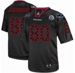 nike nfl jerseys houston texans #80 johnson black[Elite united sideline 50th Patch]
