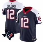 Men Houston Texans #12 Nico Collins White Navy 2023 F U S E Vapor Untouchable Limited Stitched Football Jersey