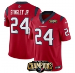 Men Houston Texans #24 Derek Stingley Jr Red 2023 F U S E AFC South Champions Patch Vapor Untouchable Limited Stitched Football Jersey