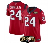 Men Houston Texans #24 Derek Stingley Jr Red 2023 F U S E AFC South Champions Patch Vapor Untouchable Limited Stitched Football Jersey