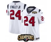 Men Houston Texans #24 Derek Stingley Jr White 2023 F U S E AFC South Champions Patch Vapor Untouchable Limited Stitched Football Jersey