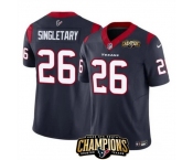Men Houston Texans #26 Devin Singletary Navy 2023 F U S E AFC South Champions Patch Vapor Untouchable Limited Stitched Football Jersey