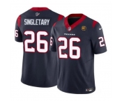 Men Houston Texans #26 Devin Singletary Navy 2023 F U S E With John Madden Patch Vapor Limited Stitched Football Jersey