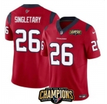 Men Houston Texans #26 Devin Singletary Red 2023 F U S E AFC South Champions Patch Vapor Untouchable Limited Stitched Football Jersey