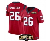 Men Houston Texans #26 Devin Singletary Red 2023 F U S E AFC South Champions Patch Vapor Untouchable Limited Stitched Football Jersey