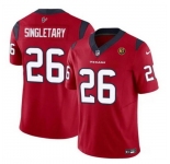 Men Houston Texans #26 Devin Singletary Red 2023 F U S E With John Madden Patch Vapor Limited Stitched Football Jersey