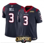 Men Houston Texans #3 Tank Dell Navy 2023 F U S E AFC South Champions Patch Vapor Untouchable Limited Stitched Football Jersey