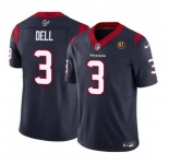 Men Houston Texans #3 Tank Dell Navy 2023 F U S E With John Madden Patch Vapor Limited Stitched Football Jersey