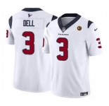 Men Houston Texans #3 Tank Dell White 2023 F U S E With John Madden Patch Vapor Limited Stitched Football Jersey