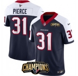 Men Houston Texans #31 Dameon Pierce Navy White 2023 F U S E AFC South Champions Patch Limited Stitched Football Jersey