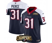 Men Houston Texans #31 Dameon Pierce Navy White 2023 F U S E AFC South Champions Patch Limited Stitched Football Jersey