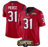Men Houston Texans #31 Dameon Pierce Red 2023 F U S E AFC South Champions Patch Vapor Untouchable Limited Stitched Football Jersey