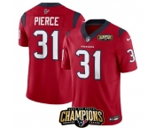 Men Houston Texans #31 Dameon Pierce Red 2023 F U S E AFC South Champions Patch Vapor Untouchable Limited Stitched Football Jersey