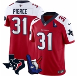 Men Houston Texans #31 Dameon Pierce Red White 2023 F U S E With Hand Sign Throwing Up The H Patch Vapor Untouchable Limited Stitched Football Jersey