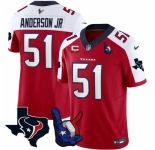 Men Houston Texans #51 Will Anderson Jr Red White 2023 F U S E With 1 Star C And Hand Sign Throwing Up The H Patch Vapor Untouchable Limited Stitched Foot