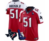 Men Houston Texans #51 Will Anderson Jr Red White 2023 F U S E With 1 Star C And Hand Sign Throwing Up The H Patch Vapor Untouchable Limited Stitched Foot