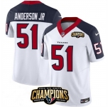 Men Houston Texans #51 Will Anderson Jr White Navy 2023 F U S E AFC South Champions Patch Limited Stitched Football Jersey