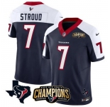 Men Houston Texans #7 C J Stroud Navy White 2023 F U S E AFC South Champions Patch And Team Logo Patch Vapor Untouchable Limited Stitched Football Jersey