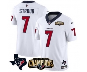 Men Houston Texans #7 C J Stroud White 2023 F U S E AFC South Champions Patch And Team Logo Patch Vapor Untouchable Limited Stitched Football Jersey