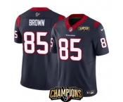 Men Houston Texans #85 Noah Brown Navy 2023 F U S E AFC South Champions Patch Vapor Untouchable Limited Stitched Football Jersey