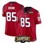 Men Houston Texans #85 Noah Brown Red 2023 F U S E AFC South Champions Patch Vapor Untouchable Limited Stitched Football Jersey