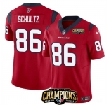 Men Houston Texans #86 Dalton Schultz Red 2023 F U S E AFC South Champions Patch Vapor Untouchable Limited Stitched Football Jersey