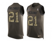 Men Nike Houston Texans #21 Marcus Gilchrist Limited Green Salute to Service Tank Top NFL Jersey