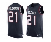 Men Nike Houston Texans #21 Marcus Gilchrist Limited Navy Blue Player Name & Number Tank Top NFL Jersey