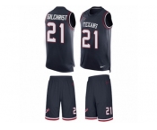 Men Nike Houston Texans #21 Marcus Gilchrist Limited Navy Blue Tank Top Suit NFL Jersey