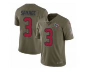 Men Nike Houston Texans #3 Tom Savage Limited Olive 2017 Salute to Service NFL Jersey