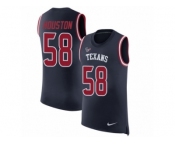 Men Nike Houston Texans #58 Lamarr Houston Navy Blue Rush Player Name & Number Tank Top NFL Jersey