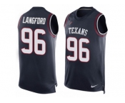Men Nike Houston Texans #96 Kendall Langford Limited Navy Blue Player Name & Number Tank Top NFL Jersey