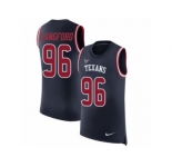 Men Nike Houston Texans #96 Kendall Langford Navy Blue Rush Player Name & Number Tank Top NFL Jersey