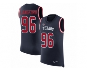 Men Nike Houston Texans #96 Kendall Langford Navy Blue Rush Player Name & Number Tank Top NFL Jersey