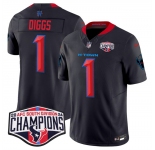 Men's Houston Texans #1 Stefon Diggs Navy 2nd Alternate F.U.S.E. 2024 AFC South Division Champions Vapor Limited Stitched Football Jersey