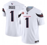 Men's Houston Texans #1 Stefon Diggs White 2024 Vapor F.U.S.E. With 4-Star C Patch Limited Stitched Jersey