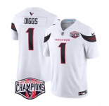 Men's Houston Texans #1 Stefon Diggs White F.U.S.E. 2024 AFC South Division Champions Vapor Limited Stitched Football Jersey