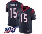 Men's Houston Texans #15 Will Fuller V Navy Blue Team Color Vapor Untouchable Limited Player 100th Season Football Jersey