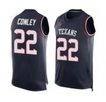 Men's Houston Texans #22 Gareon Conley Limited Navy Blue Player Name & Number Tank Top Football Jersey