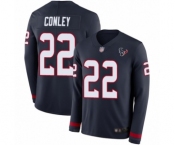 Men's Houston Texans #22 Gareon Conley Limited Navy Blue Therma Long Sleeve Football Jersey