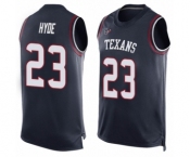 Men's Houston Texans #23 Carlos Hyde Limited Navy Blue Player Name & Number Tank Top Football Jersey