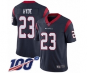 Men's Houston Texans #23 Carlos Hyde Navy Blue Team Color Vapor Untouchable Limited Player 100th Season Football Jersey