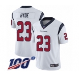 Men's Houston Texans #23 Carlos Hyde White Vapor Untouchable Limited Player 100th Season Football Jersey