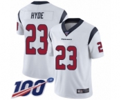 Men's Houston Texans #23 Carlos Hyde White Vapor Untouchable Limited Player 100th Season Football Jersey